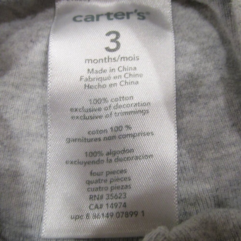Carters Pull On Footed‎ Sweatpants Infant Boys 3M Gray Elastic Jogger Bottoms - Picture 2 of 3